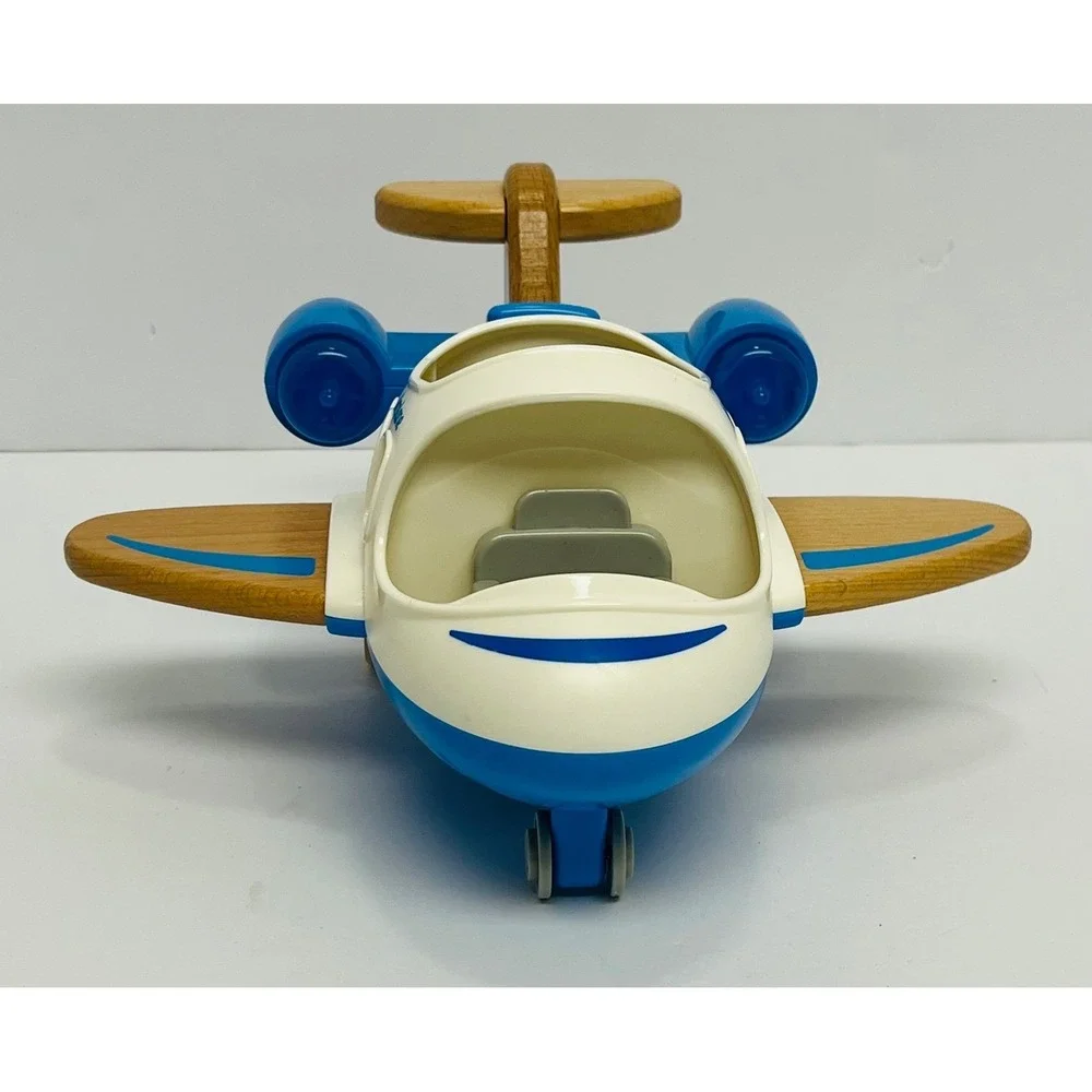 Wanborns Blue White Toy Airplane Set with Light and Sound 2 Figures Kids Play